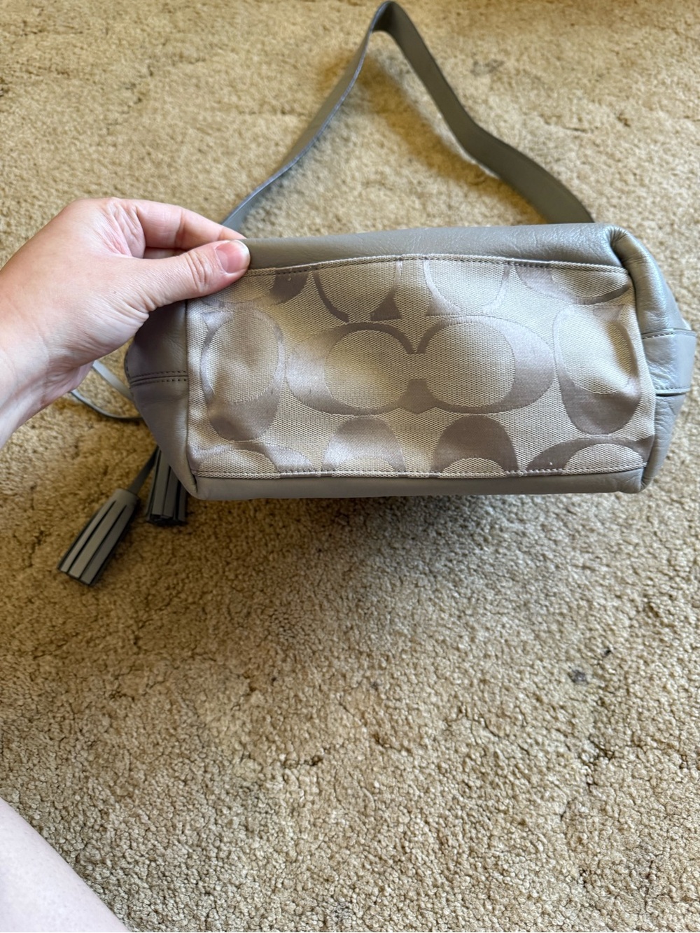 Coach Gray Signature Crossbody Hobo Bag - Picture 6 of 9